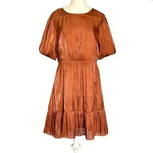 Line and Dot Danielle Puff Sleeve Mini Dress Size S in Toffee